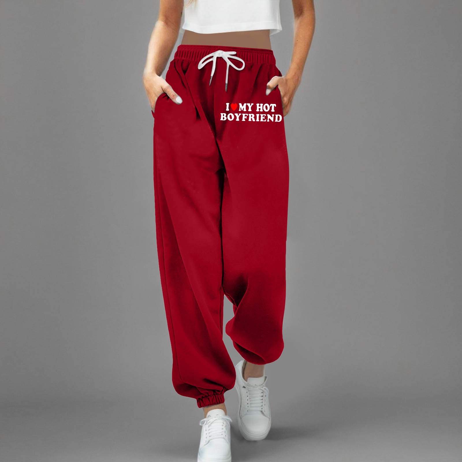 thumbnail image 2 of Pantalones de chándal anchos y rectos con forro polar para mujer - Pantalones de yoga de cintura alta con bolsillos para hacer ejercicio/uso informal (S-XXL), 2 of 4
